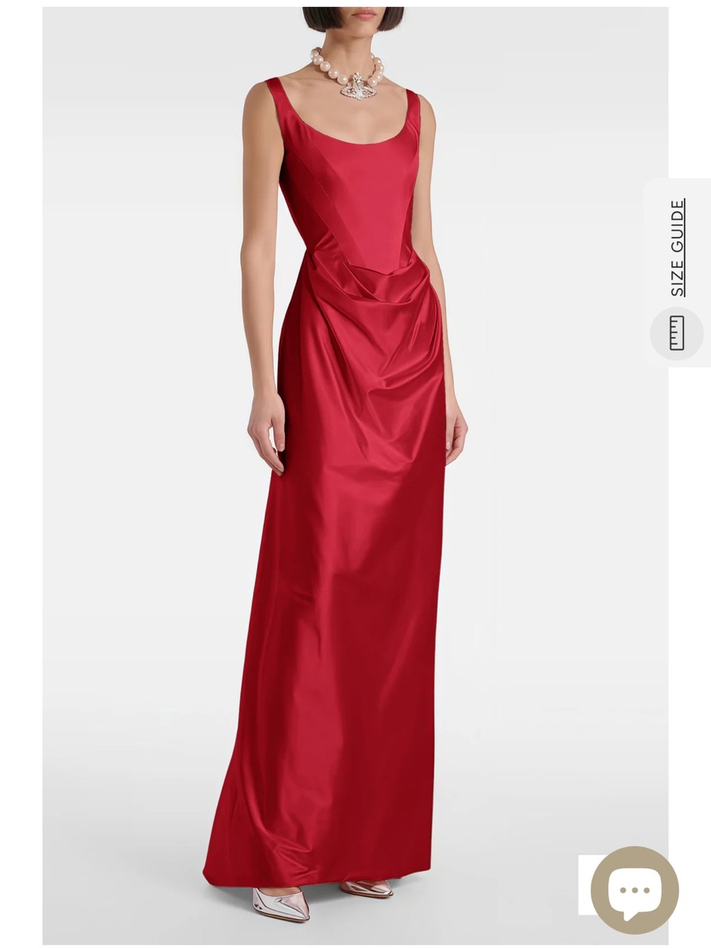 Miss Rosier Fiona Red Satin Square Neck Maxi Dress size L